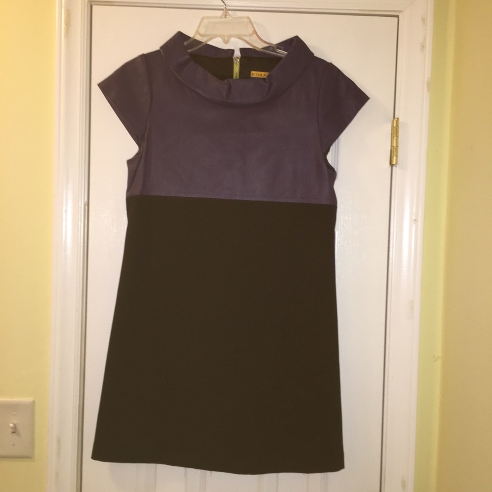 EUC Alice + Olivia purple leather top dress Sz. M